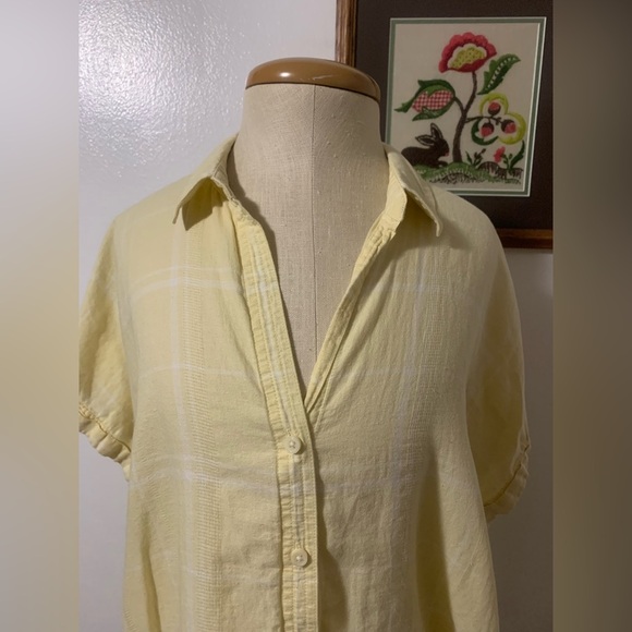 Patagonia AC Butter Yellow and White Plaid Short Sleeve Button Up M - Picture 5 of 12
